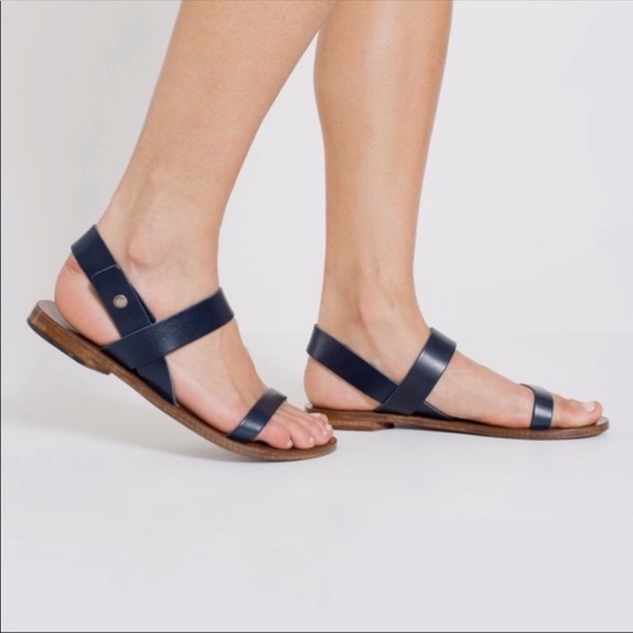 Everlane Shoes - Everlane Leather Sandals Flats Blue Sz 9.5 Italy